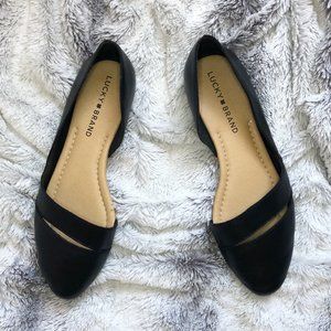 Lucky Brand Black Leather Summer Flats
